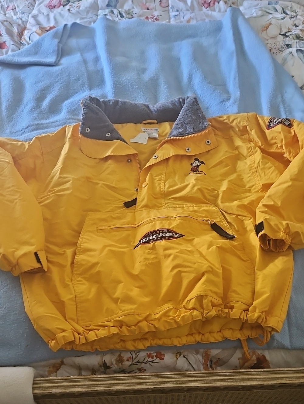 Disney Yellow Pullover Puffer Jacket with Mickey Patch SZ M